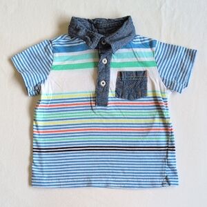 first impressions colorful striped polo t-shirt with denim 12 months baby boy